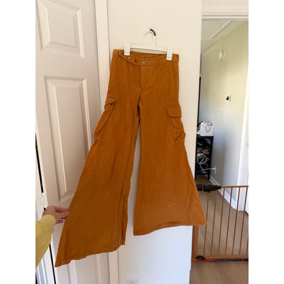 Vintage Roosert 70s Flare Orange/Rust Brown Cargo Pocket Flares - Picture 2 of 9
